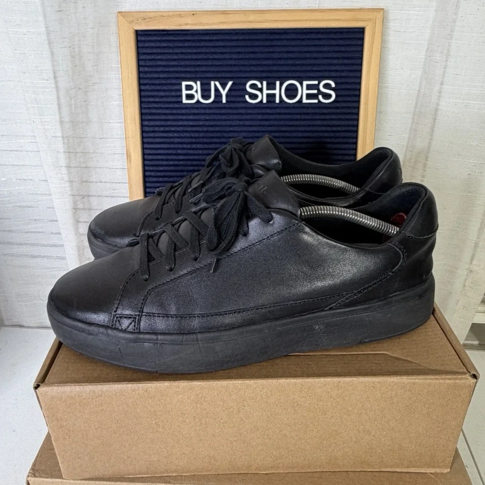 Kizik‎ Vegas Handsfree Sneakers Mens Size 10.5 Black Leather Comfort Shoes